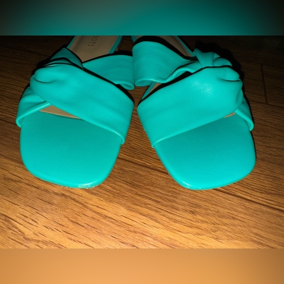 Talbots Violet Twist Nappa Slides Teal Aqua Womens Size 7 1/2 100% Leather - Picture 7 of 9